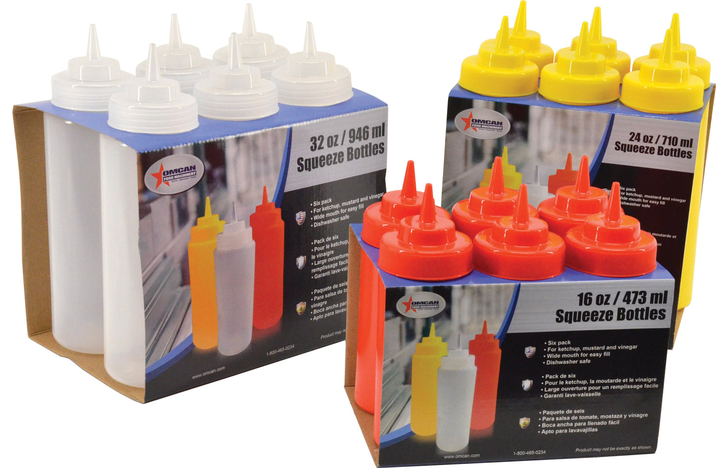 32 Oz Wide Mouth Squeeze Bottle 6 /Pack, Clear
