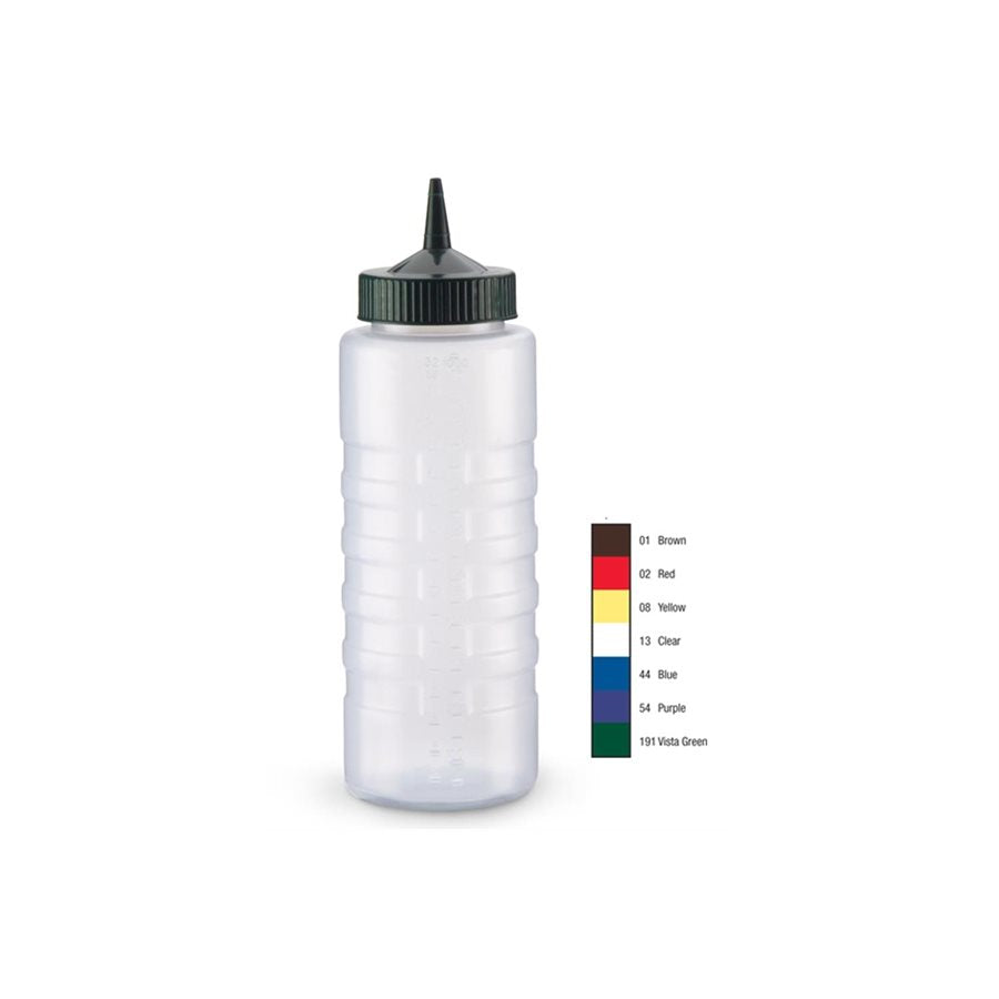32 Oz Wide Mouth Clear Squeeze Bottle with Green Cap